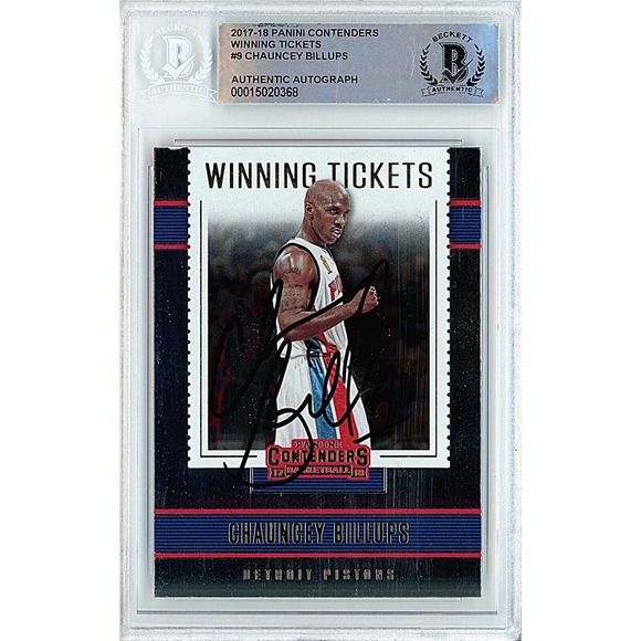 Chauncey Billups Autographed Detroit Pistons 2017-18 Panini Card - Beckett Slab - Picture 1 of 4